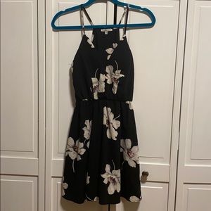 Black floral cocktail dress